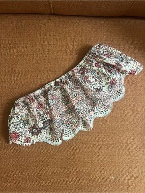 Victoria's Secret Cream Floral Top with Pink & Green Accents